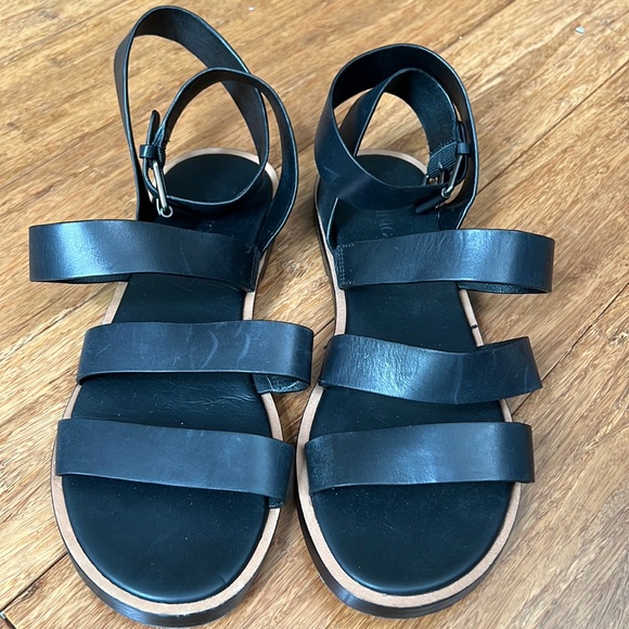 VINCE Macey Black Leather Ankle Wrap Sandals sz 8.5
